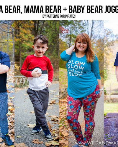 Papa, Mama + Baby Bear Joggers by Patterns for Pirates
