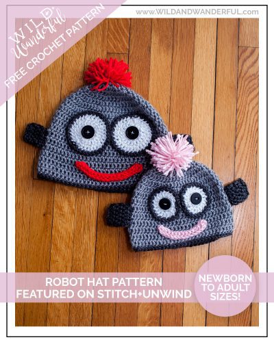 Robot Crochet Hat :: Free Pattern (via Stitch & Unwind)