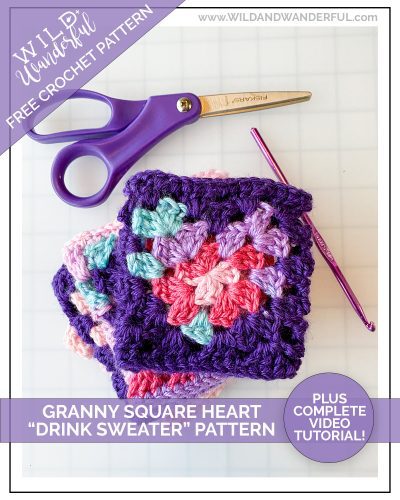 Granny Square Heart Drink Sweater | Free Crochet Pattern + Video Tutorial!