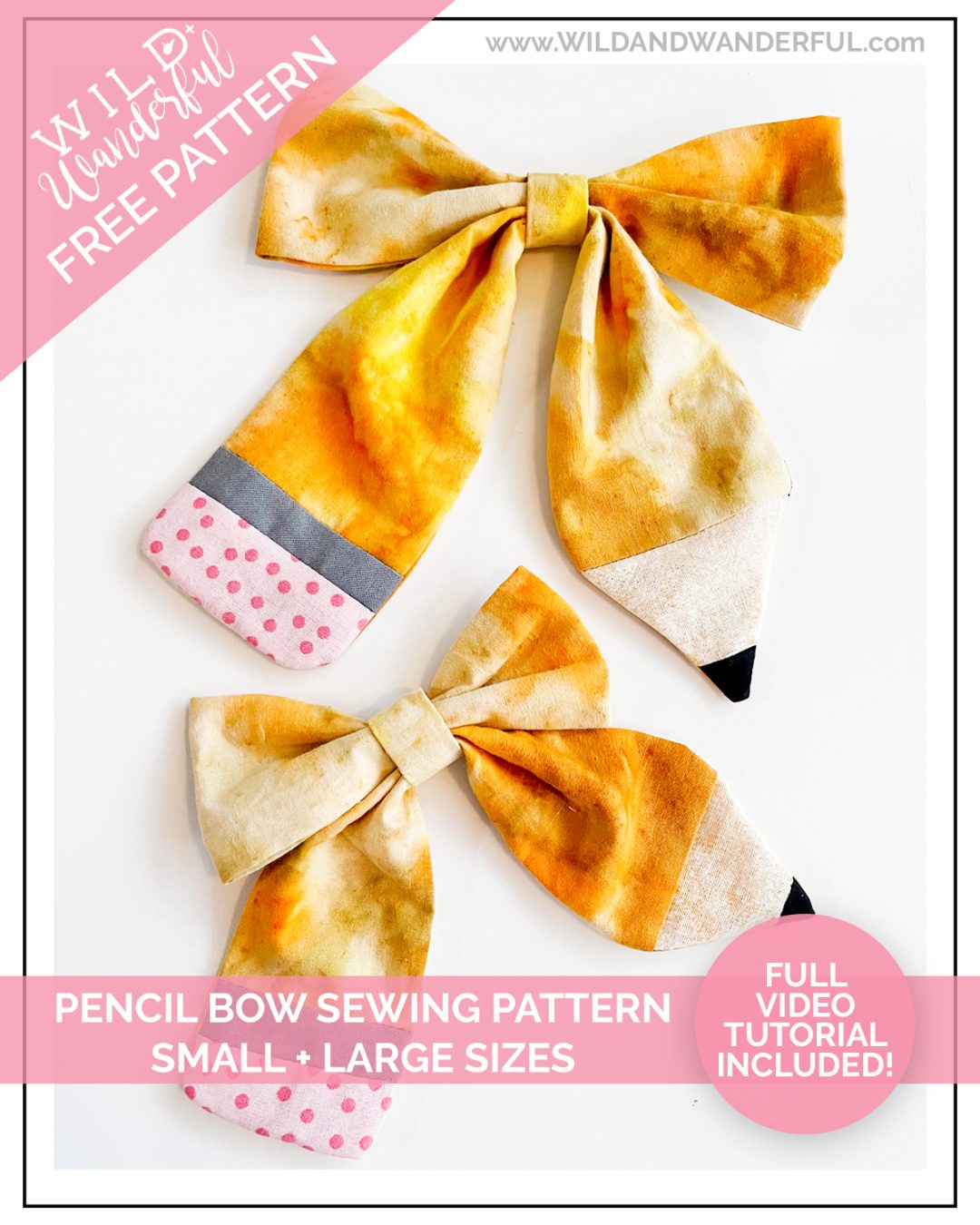 Pencil Bow :: FREE Back-To-School Inspired PDF Sewing Pattern (In Two Sizes!)