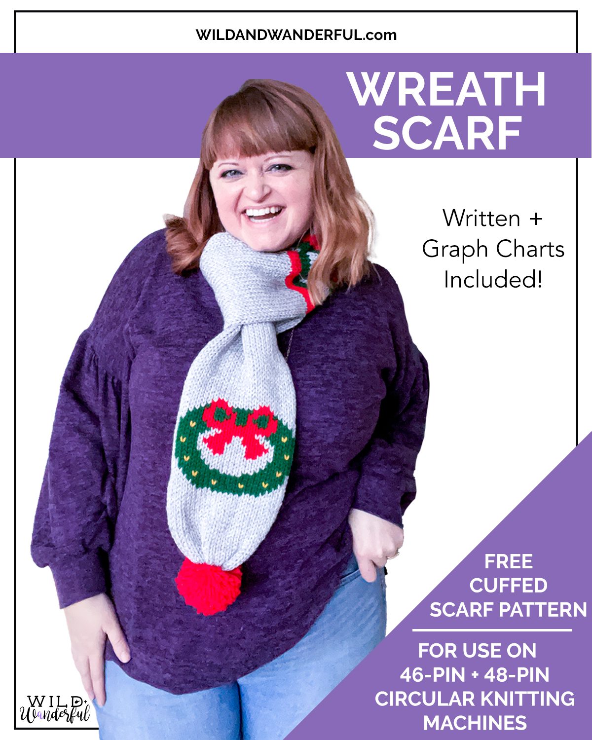 Free Wreath Scarf  Addi + Sentro Circular Knitting Machine