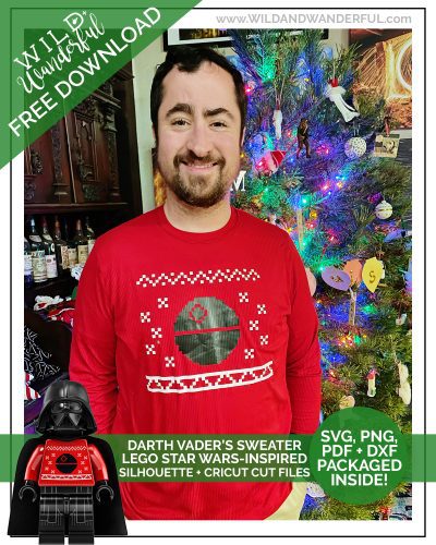Darth Vader’s Christmas Sweater :: FREE LEGO STAR WARS INSPIRED SILHOUETTE + CRICUT CUT FILES!